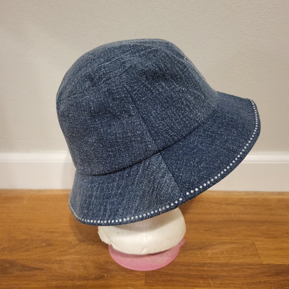 Urban Outfitters Denim Blue Rhinestone Butterfly Bucket Hat - Picture 3 of 7